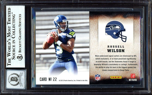 Russell Wilson Autographed 2012 Score Hot Rookies Rookie Card #22 Seattle Seahawks Auto Grade Gem Mint 10 Beckett BAS #13315359