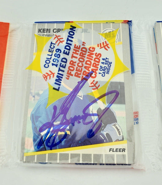 Ken Griffey Jr. Autographed Sealed 1989 Fleer Baseball Rack Pack Rookie Seattle Mariners Beckett BAS #BB79347