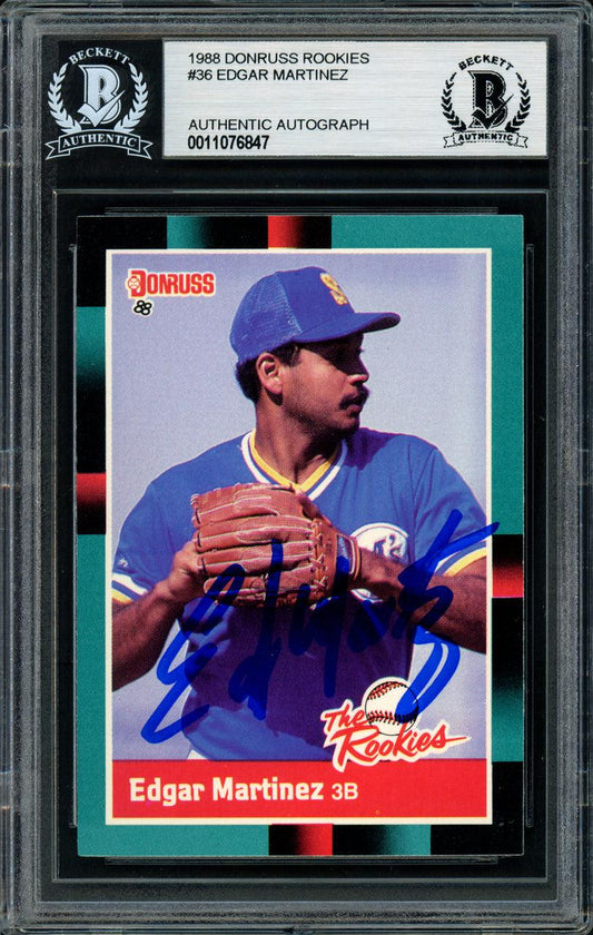 Edgar Martinez Autographed 1988 Donruss The Rookies Rookie Card #36 Seattle Mariners Beckett BAS Stock #147090