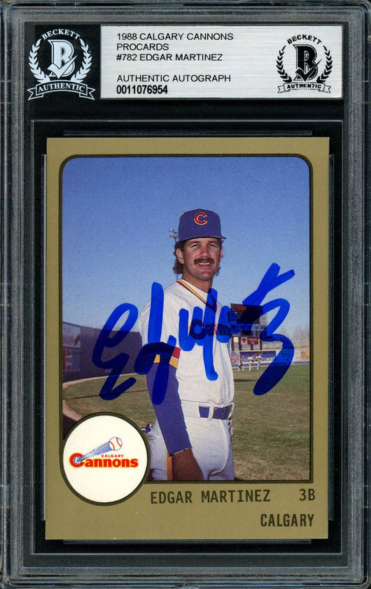 Edgar Martinez Autographed 1988 Procards Rookie Card #782 Seattle Mariners Beckett BAS Stock #147105