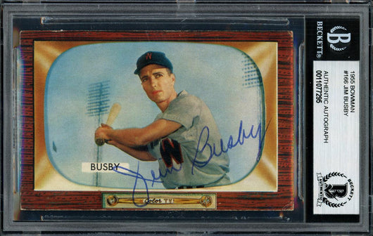 Jim Busby Autographed 1955 Bowman Card #166 Washington Senators Beckett BAS #11077295