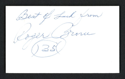 Roger Brown Autographed 3x5 Index Card Indiana Pacers "Best Of Luck" JSA #P68768