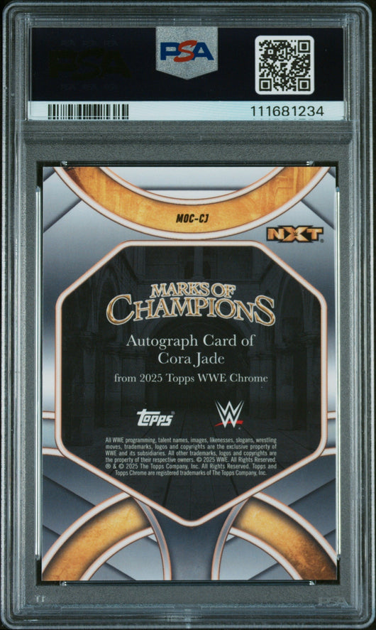 2025 Topps Chrome WWE Marks of Champions Autographs #CJ Cora Jade Gold Refractor PSA 10