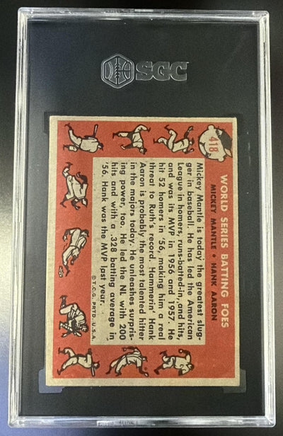 1958 Topps #418 World Series Batting Foes Mickey Mantle/Hank Aaron SGC 4