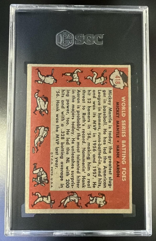 1958 Topps #418 World Series Batting Foes Mickey Mantle/Hank Aaron SGC 4