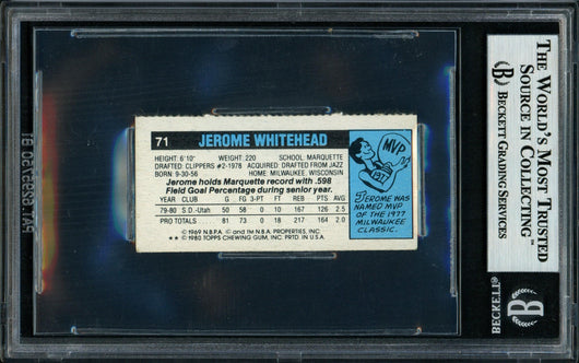Jerome Whitehead Autographed 1980-81 Topps Card #71 Dallas Mavericks Beckett BAS #11317574