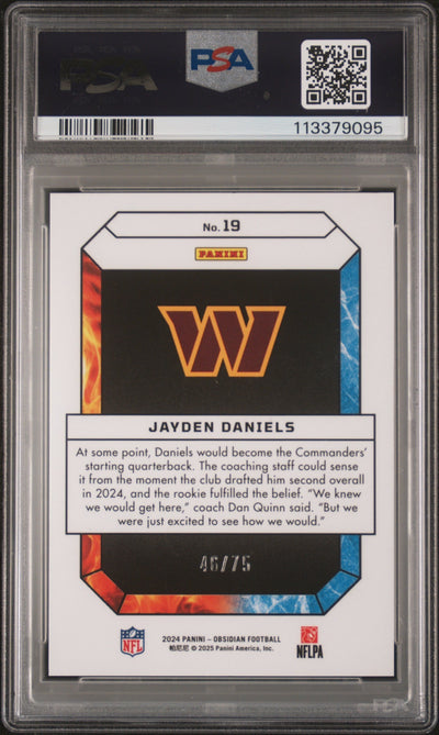 2024 Obsidian Fire and Ice Red Jayden Daniels #19 /75 PSA 10