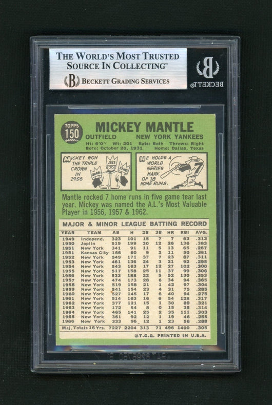 1967 Topps #150 Mickey Mantle BGS 6
