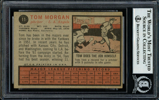 Tom Morgan Autographed 1962 Topps Card #11 Los Angeles Angels Beckett BAS #11481366