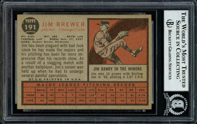 Jim Brewer Autographed 1962 Topps Card #191 Chicago Cubs Beckett BAS #11481430