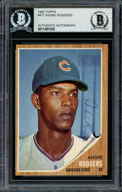 Andre Rodgers Autographed 1962 Topps Card #477 Chicago Cubs Beckett BAS #11481530