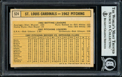 Joe Schultz, Vern Benson, Howie Pollet & Red Schoendienst Autographed 1963 Topps High Number Card #524 St. Louis Cardinals Coaches Beckett BAS #11481984