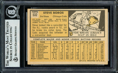 Steve Boros Autographed 1963 Topps High Number Card #532 Chicago Cubs Beckett BAS #11481987