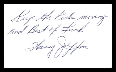 Harry Jeffra Autographed 3x5 Index Card Bantamweight Champ "Best Of Luck" SKU #179725