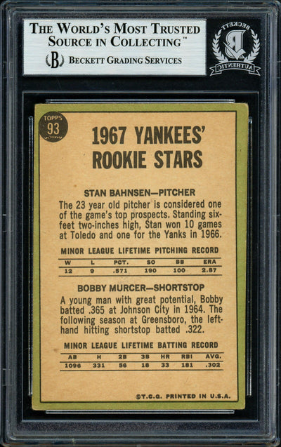 Bobby Murcer & Stan Bahnsen Autographed 1967 Topps Rookie Card #93 New York Yankees Beckett BAS #11627917