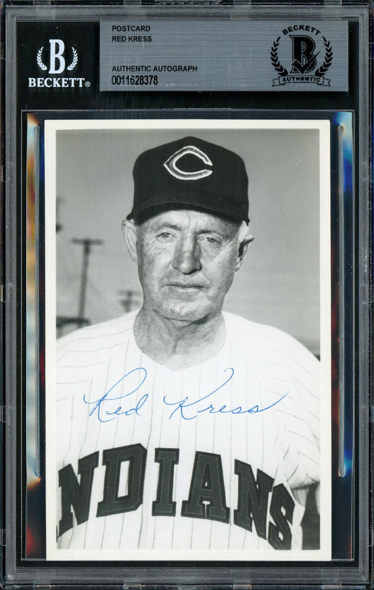 Red Kress Autographed 3.5x5.5 Postcard Cleveland Indians Died 1962 Beckett BAS #11628378