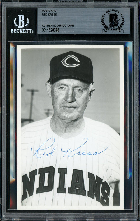 Red Kress Autographed 3.5x5.5 Postcard Cleveland Indians Died 1962 Beckett BAS #11628378