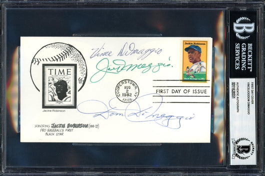 Joe DiMaggio, Dom DiMaggio & Vince DiMaggio Autographed First Day Cover DiMaggio Brothers Beckett BAS #11628551