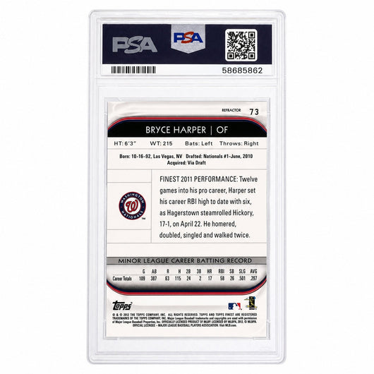 2012 Finest Refractor Bryce Harper #73 PSA 10