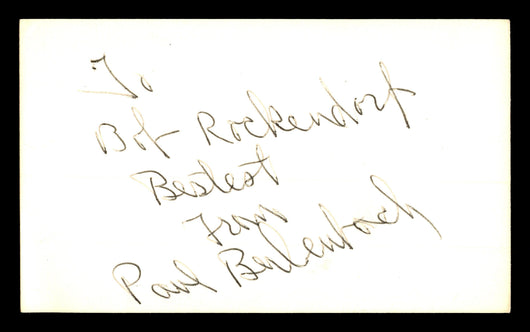 Paul Berlenbach Autographed 3x5 Index Card Light Heavyweight Champ "To Bob" SKU #179733