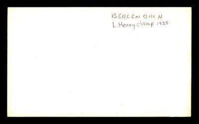 Paul Berlenbach Autographed 3x5 Index Card Light Heavyweight Champ "To Bob" SKU #179733