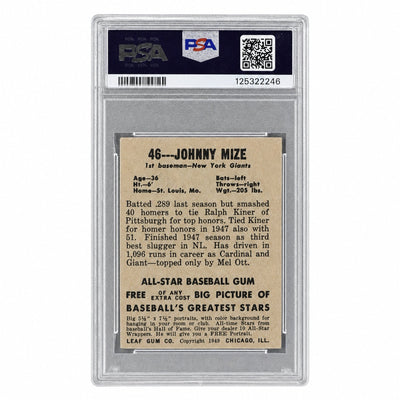 1949 Leaf Johnny Mize #46 PSA 3