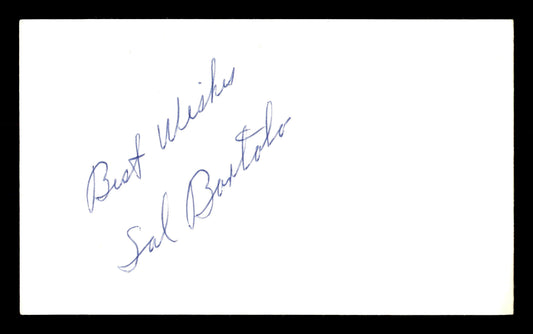 Sal Bartolo Autographed 3x5 Index Card Featherweight Champ "Best Wishes" SKU #179738