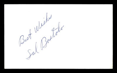 Sal Bartolo Autographed 3x5 Index Card Featherweight Champ "Best Wishes" SKU #179738