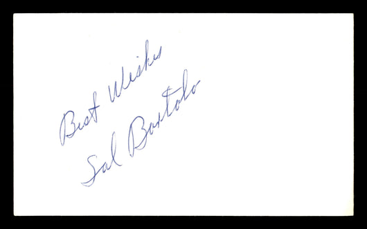 Sal Bartolo Autographed 3x5 Index Card Featherweight Champ "Best Wishes" SKU #179738