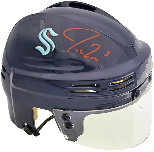 Jordan Eberle Autographed Seattle Kraken Blue Mini Helmet Fanatics Holo Stock #200300