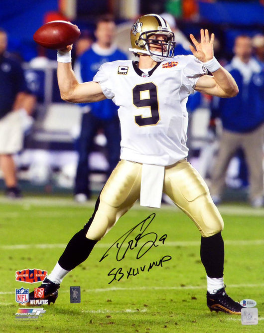 Drew Brees Autographed Framed 16x20 Photo New Orleans Saints "SB XLIV MVP" Beckett BAS Stock #200334