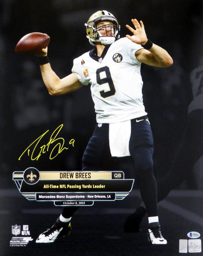Drew Brees Autographed Framed 16x20 Photo New Orleans Saints Beckett BAS Stock #200335