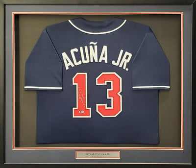 Atlanta Braves Ronald Acuna Jr. Autographed Framed Blue Jersey Beckett BAS Stock #200430