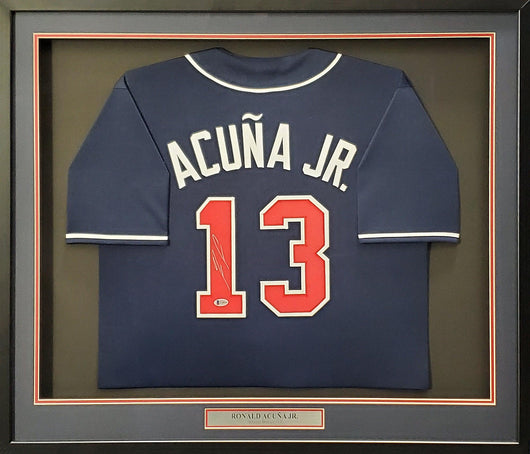 Atlanta Braves Ronald Acuna Jr. Autographed Framed Blue Jersey Beckett BAS Stock #200430