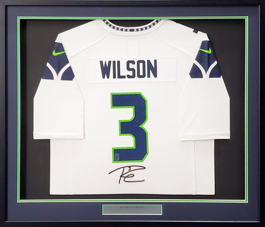 Seattle Seahawks Russell Wilson Autographed Framed White Nike Jersey RW Holo Stock #200431