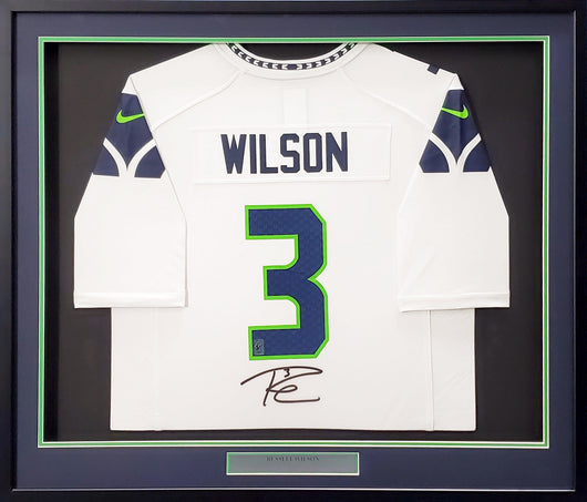 Seattle Seahawks Russell Wilson Autographed Framed White Nike Jersey RW Holo Stock #200431