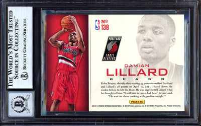 Damian Lillard Autographed 2012-13 Panini Intrigue Rookie Card #138 Portland Trail Blazers Auto Grade Gem Mint 10 Beckett BAS #13605409