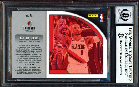 Damian Lillard Autographed 2019-20 Panini Prizm Get Hyped Card #8 Portland Trail Blazers Auto Grade Gem Mint 10 Beckett BAS #13605640