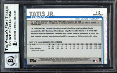 Fernando Tatis Jr. Autographed 2019 Topps Complete Set Rookie Card #410 San Diego Padres Auto Grade Gem Mint 10 Beckett BAS #13606468
