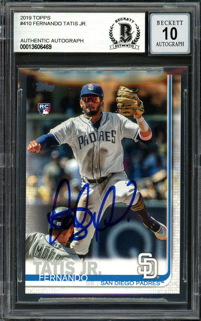 Fernando Tatis Jr. Autographed 2019 Topps Complete Set Rookie Card #410 San Diego Padres Auto Grade Gem Mint 10 Beckett BAS #13606469