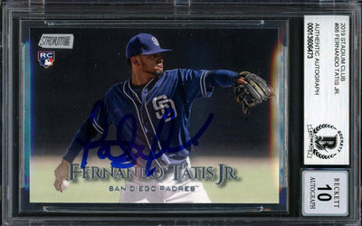 Fernando Tatis Jr. Autographed 2019 Stadium Club Rookie Card #88 San Diego Padres Auto Grade Gem Mint 10 Beckett BAS #13606473