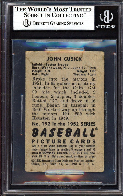 John Cusick Autographed 1952 Bowman Card #192 Boston Braves Beckett BAS #13608020