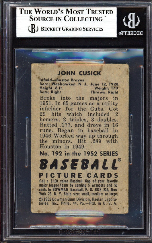John Cusick Autographed 1952 Bowman Card #192 Boston Braves Beckett BAS #13608020