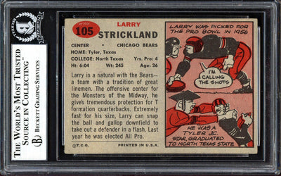 Larry Strickland Autographed 1957 Topps Rookie Card #105 Chicago Bears Beckett BAS #13608287