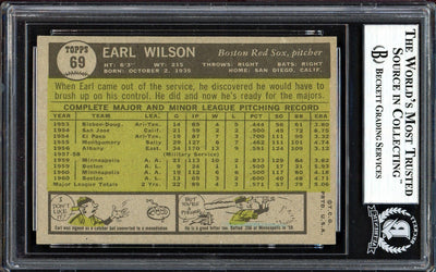 Earl Wilson Autographed 1961 Topps Card #69 Boston Red Sox Beckett BAS #13608593