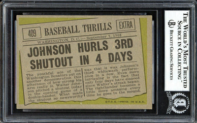 Paul Hopkins Autographed 1961 Topps Card #409 Washington Senators Played For Walter Johnson Beckett BAS #13608801