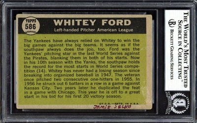 Whitey Ford Autographed 1961 Topps Card #586 New York Yankees All-Star Beckett BAS #13608815