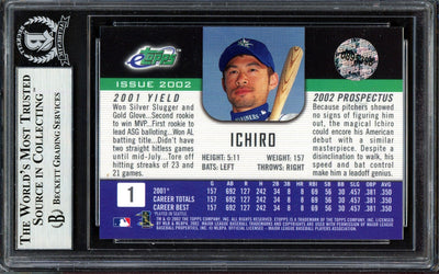 Ichiro Suzuki Autographed 2002 eTopps Card #1 Seattle Mariners Beckett BAS #13609371