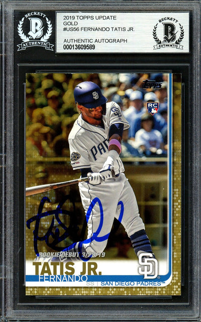 Fernando Tatis Jr. Autographed 2019 Topps Update Gold Rookie Card #US56 San Diego Padres #732/2019 Beckett BAS #13609589