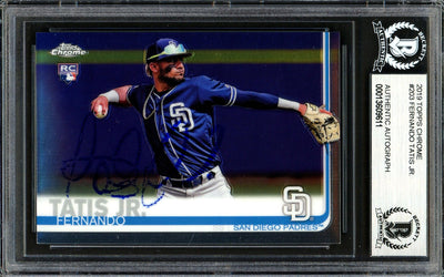 Fernando Tatis Jr. Autographed 2019 Topps Chrome Rookie Card #203 San Diego Padres (Bubbling) Beckett BAS #13609611